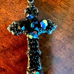 Miriam Haskell Vintage Cross Necklace Black like new!